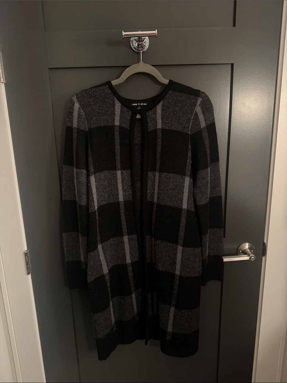 Cable & Gauge Black and Gray Plaid Cardigan